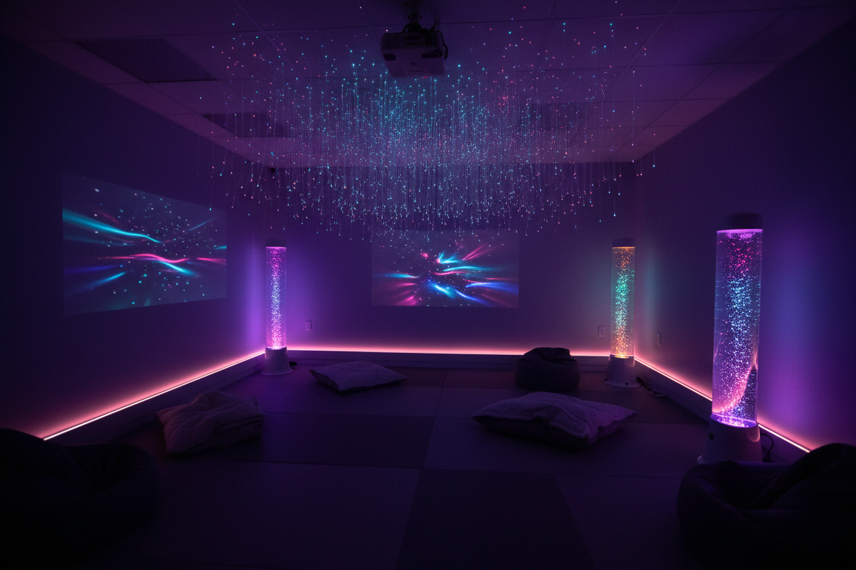 Dark room. With sensory light