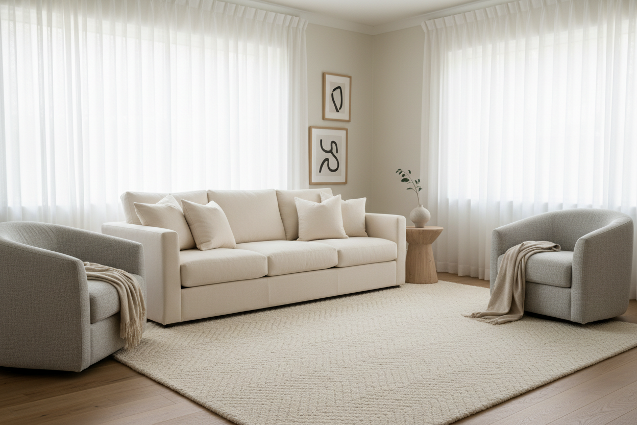 Quiet room, soft seating, neutral interior.